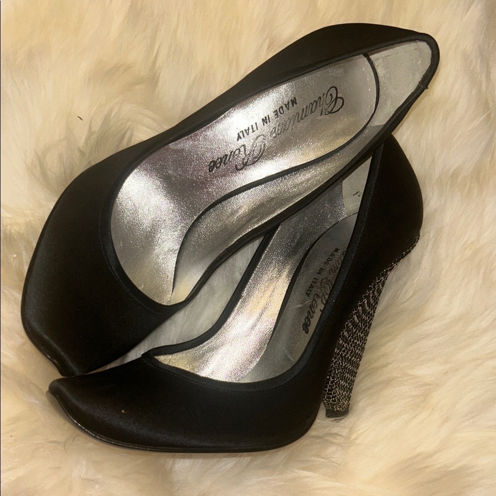 Elegant Black Heels with Silver Accents